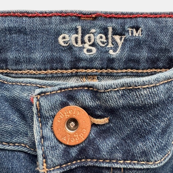 Edgely High Rise Flare Jeans Raw Hem Women's Size 16 Boho hippie Bohemian - Picture 7 of 11